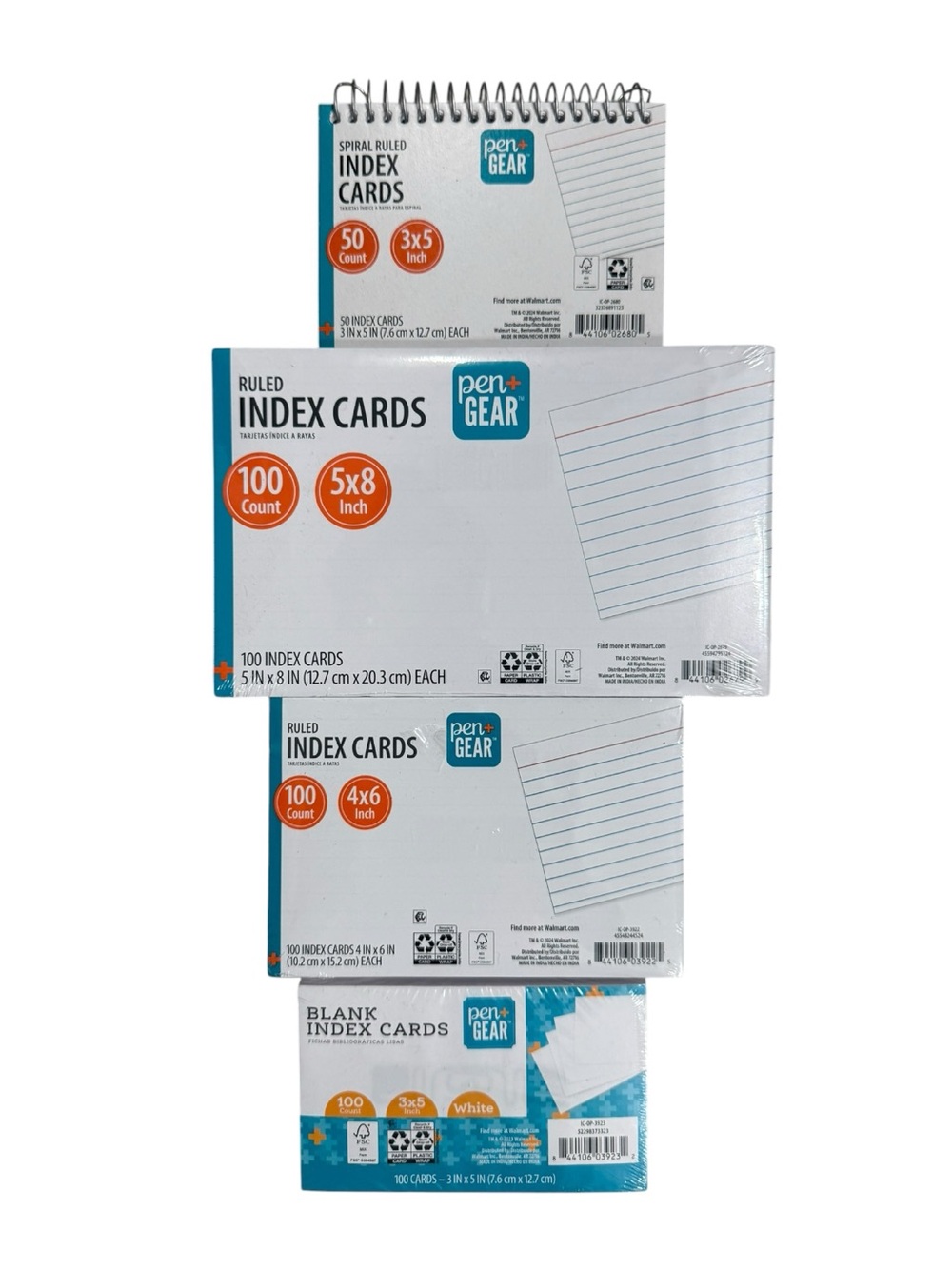 Bundle of 4 Pen+Gear Ruled and Blank Index Cards Set NWT